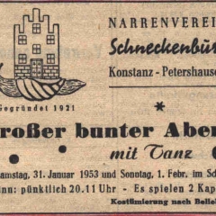 Bunter Abend im Schützen: Zeitungswerbung.