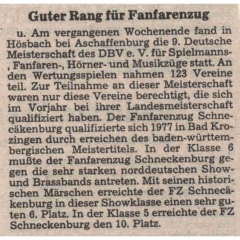 Deutsche Meisterschaft in Aschaffenburg: 6. und 10. Platz für den Fanfarenzug.