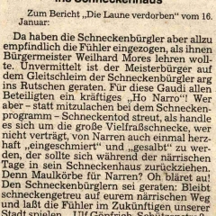 Narrenkonzerte im Konzil: Da hatte Bürgermeister Weilhard keinen Spaß verstanden und den Schneckenbürglern mit Anzeige gedroht, wenn sie nicht den Text ändern. Der Schuss ging aber im närrischen Konstanz nach hinten los. Die Bürger waren entsetzt.