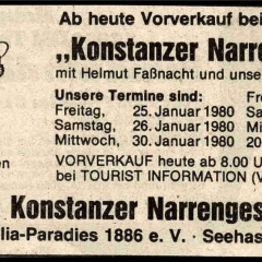 Narrenkonzerte im Konzil: Südkurier-Anzeige der Narrenkonzerte.
