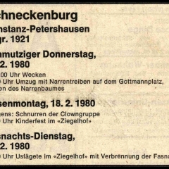 Das Programm der Schneckenburg von 1980.