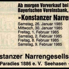 Narrenkonzerte im Konzil: Südkurier-Anzeige.