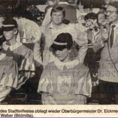 Der Fanfarenzug bei der Eröffnung des Stadtteilfestes in Petershausen.