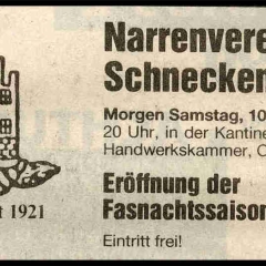 11.11. in der Handwerkskammer: Zeitungs-Anzeige.