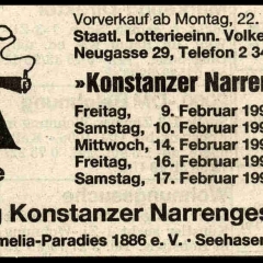 Narrenkonzerte im Konzil: Zeitungs-Anzeige.