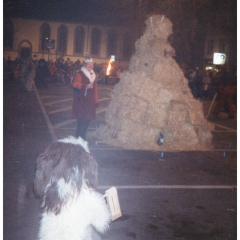 Verbrennung auf dem Stefansplatz: Die Puppe wird entzündet.