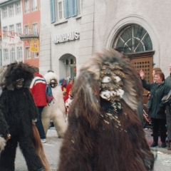 Umzug in der Stadt: Der Schneeschreck immer mit vollem Einsatz.