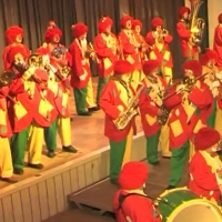 Rosenmontag: Die Clowngruppe beim Auftritt in Moos.