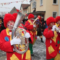 Hegau-Bodensee-Umzug in Rielasingen: Die Clowngruppe.