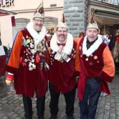 Schmutziger Donnerstag: Die Elferräte Rolf Reisacher, Andy Fritzsche und Jörg Deicher auf dem Obermarkt.