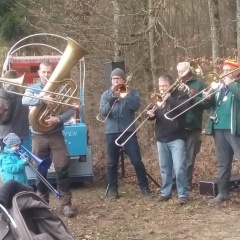 Narrenbaumholen in Hegne: Dazu spielte die Clowngruppe der Schneckenburg.