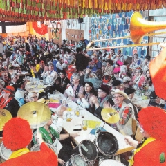 Die Clowngruppe beim Frühschoppen der Quaker in Allmannsdorf.