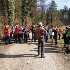 Narrenbaum holen in Hegne: Dazu spielte die Clowngruppe unter der Leitung von Gerd Zachenbacher.