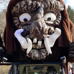 Narrenbaumholen in Hegne: Das Schneeschreckauto ist auch dabei.