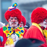 Umzug in Konstanz: Die Clowngruppe während dem Umzug.