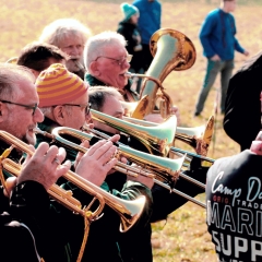 Narrenbaum holen Hegne:  Die Clowgruppe der Schneckenburg.