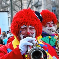 Umzug in Konstanz: Die Clowngruppe während dem Umzug.