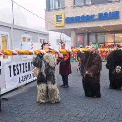 Schmutziger Donnerstag: Narrenbaum stellen vor dem Edeka.