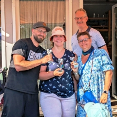 Bouleturnier der Schneckenburg: Der zweite Platz ging an Natascha Saile-Blank, Martina und Sven Fukerieder.