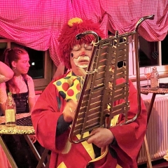 Rosenmontag mit der Clowngruppe: Spielen beim Rebwieberball in Singen.