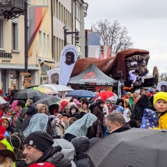 Rosenmontag: Der Schneeschreck hatte auf der Marktstätte wieder einen Stand.