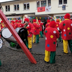 Schmutziger Donnerstag: Die Clowngruppe im Bruder-Klaus Kindergarten.