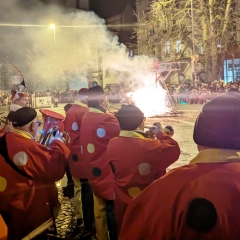Verbrennung auf dem Stephansplatz: Auch während der Verbrennung spielte die Clowngruppe.
