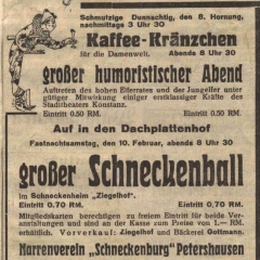 Das Programm der Schneckenbürgler Saalfasnacht von 1934.