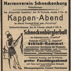 Das Programm der Schneckenbürgler Saalfasnacht im Zigelhof aus dem Jahre 1936.