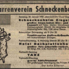 Der Narrenfahrplan von 1937.