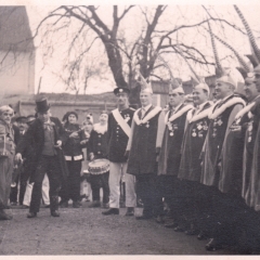 Rosenmontag 1937. Der hohe Rat von links nach rechts: Ramsperger, F. Gassner, Fetscher, Beck, J. Senger, E. Maier, Biessing, J. Gottmann.
