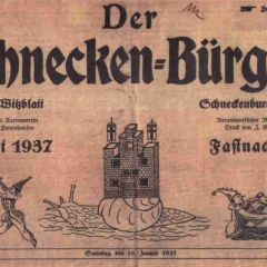 Der Schneckenbürgler. Das amtliche Witzblatt des Narrenvereins. Ein Titelblatt aus dem Jahre 1937.